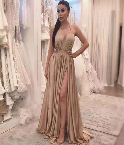 champagne side split prom dresses simple halter floor length elegant evening formal dresses 2020 african prom party gowns9301972, Black;red
champagne side split prom dresses simple halter floor length elegant evening formal dresses 2020 african prom party gowns9301972, Black;red