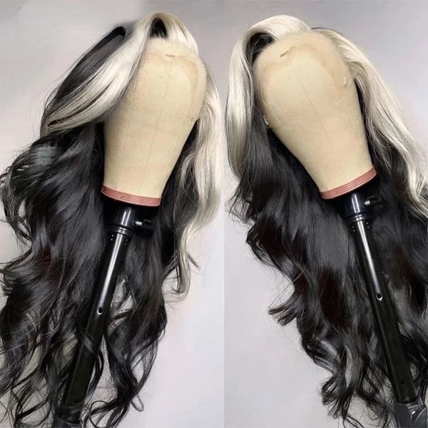 brazilian hair black and blonde highlight lace front wig skunk stripe body wavy wig colored transparent 13x4 lace frontal wigs preplucked, Black;brown
brazilian hair black and blonde highlight lace front wig skunk stripe body wavy wig colored transparent 13x4 lace frontal wigs preplucked, Black;brown
