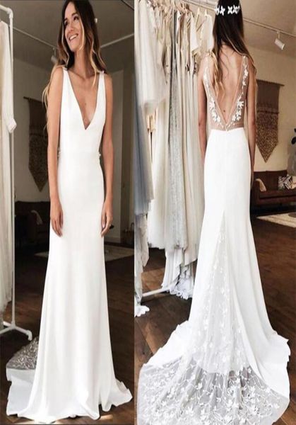 deep vneck sheath wedding dresses white ivory 3d lace robe de maria backless chapel train bridal gown custom made1473904
deep vneck sheath wedding dresses white ivory 3d lace robe de maria backless chapel train bridal gown custom made1473904