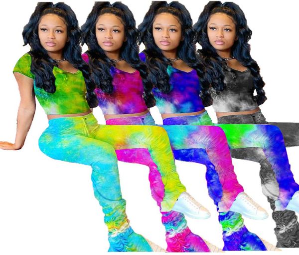 multicolors tiedye printing women outfits 2020 ins fashion ruched casual pants two pieces tracksuits short sleeves t 3067026, Gray 
multicolors tiedye printing women outfits 2020 ins fashion ruched casual pants two pieces tracksuits short sleeves t 3067026, Gray