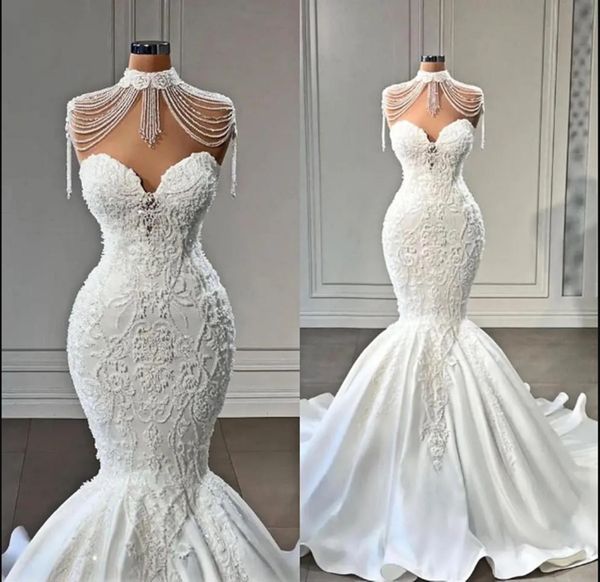 vintage high neck mermaid wedding dresses appliqued lace sweetheart bride gowns vestidos de novia robe, White
vintage high neck mermaid wedding dresses appliqued lace sweetheart bride gowns vestidos de novia robe, White