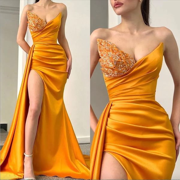 prom dresses orange v neck sequins party evening dress split pleats sweep train dresses for special occasions, Black
prom dresses orange v neck sequins party evening dress split pleats sweep train dresses for special occasions, Black