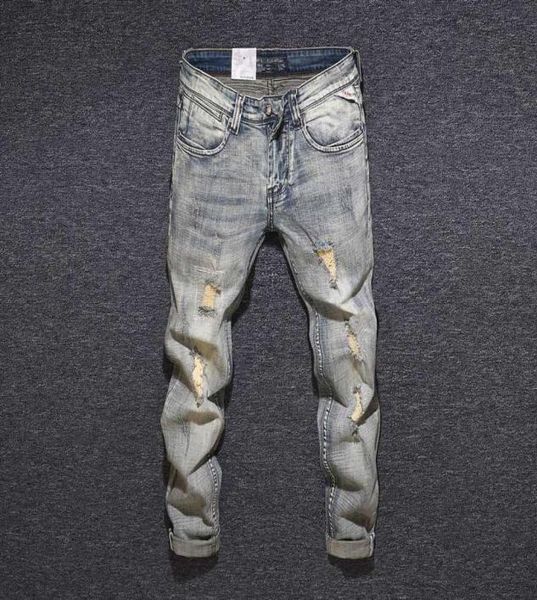 italian style fashion men jeans slim fit retro yellow washed elastic ripped jeans men hip hop pants vintage designer homme3775691, Blue
italian style fashion men jeans slim fit retro yellow washed elastic ripped jeans men hip hop pants vintage designer homme3775691, Blue