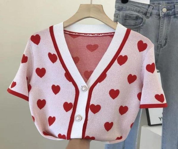 women039s sweaters vintage v neck love jacquard pearl button short sleeve knitted cardigan for women korean fashion singlebrea9215557, White;black
women039s sweaters vintage v neck love jacquard pearl button short sleeve knitted cardigan for women korean fashion singlebrea9215557, White;black