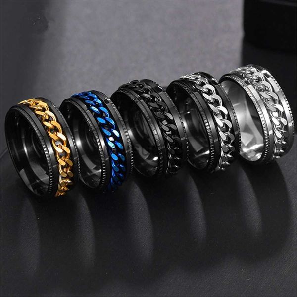 band rings european and american fashion men's hip-hop titanium steel rotating chain link punk personalized stainless steel party ring, Silver
band rings european and american fashion men's hip-hop titanium steel rotating chain link punk personalized stainless steel party ring, Silver