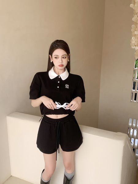 spring/summer fashion handmade stitched diamond contrast lapel elastic straight casual shorts set, White
spring/summer fashion handmade stitched diamond contrast lapel elastic straight casual shorts set, White