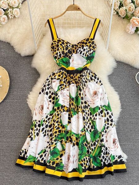 basic casual dresses summer spaghetti strap floral leopard print dress women beach backless strapless elastic waist rose flower party vestid, Black;gray
basic casual dresses summer spaghetti strap floral leopard print dress women beach backless strapless elastic waist rose flower party vestid, Black;gray