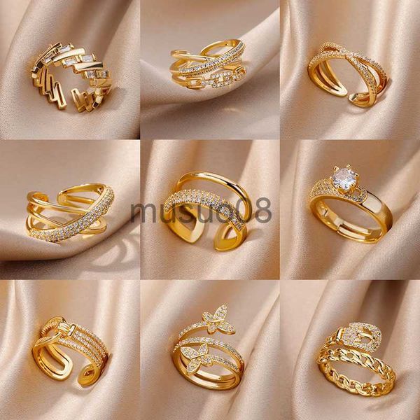 band rings zircon double layer open rings for women gold plated adjustable stainless steel ring wedding aesthetic jewelry gift bijoux femme, Silver
band rings zircon double layer open rings for women gold plated adjustable stainless steel ring wedding aesthetic jewelry gift bijoux femme, Silver