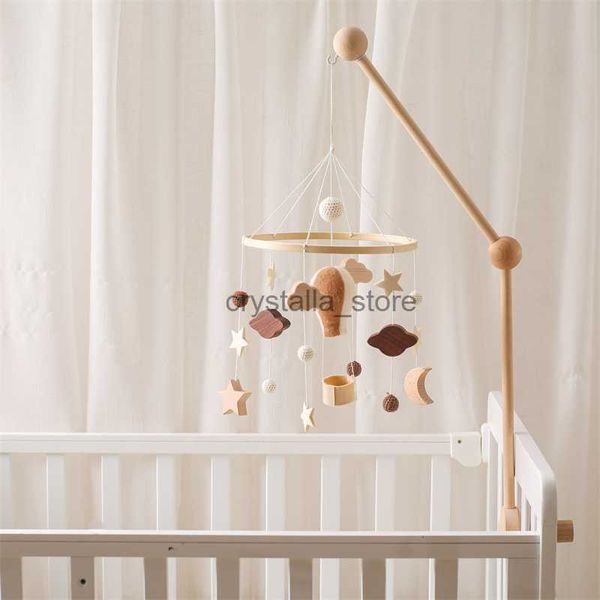 

baby bed bell rattles toys soft felt air balloon star cloud hanging pendant toys wooden crib bracket montessori toys hkd230817