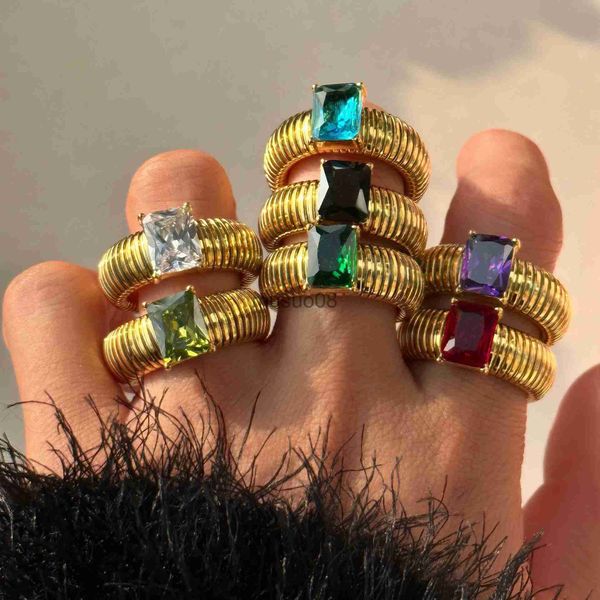 band rings new ins stainless steel colorful zircon ring for women girls vintage gold elastic rings fashion aesthetic jewelry gift j230817, Silver
band rings new ins stainless steel colorful zircon ring for women girls vintage gold elastic rings fashion aesthetic jewelry gift j230817, Silver