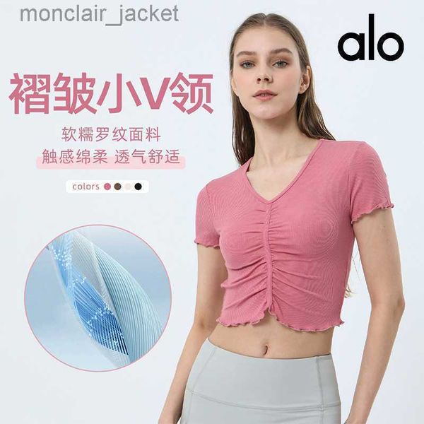 desginer alos yoga t shirt suit short sleeved t-shirt pleated lace v-neck fitness suit women's sports trend casushort top, White
desginer alos yoga t shirt suit short sleeved t-shirt pleated lace v-neck fitness suit women's sports trend casushort top, White