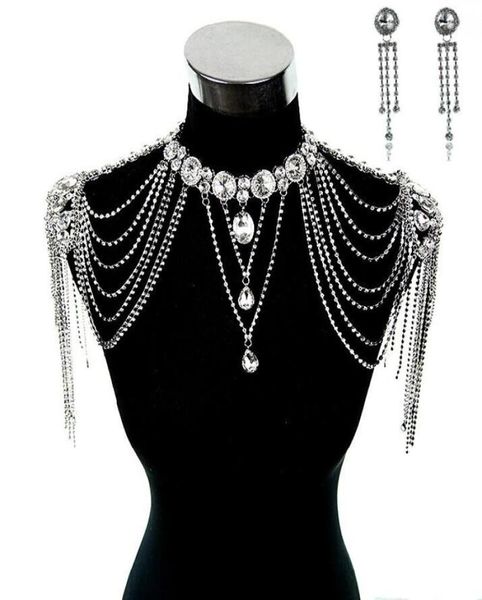 wedding bridal dresses epaulet jacket crystal rhinestone silver necklace long shoulder long full body chain earrings jewelry set3898228, White
wedding bridal dresses epaulet jacket crystal rhinestone silver necklace long shoulder long full body chain earrings jewelry set3898228, White