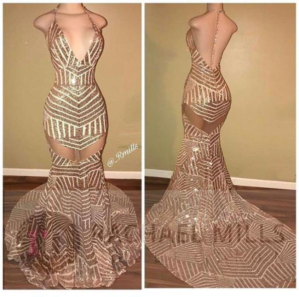 new backless gold sequined prom dresses halter neck sleeveless long mermaid occasion evening gowns 815048, Black
new backless gold sequined prom dresses halter neck sleeveless long mermaid occasion evening gowns 815048, Black