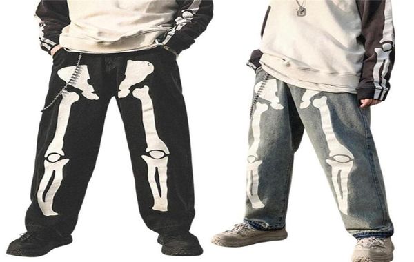 men high waist y2k skeleton print jeans baggy wide leg denim trousers goth harajuku straight pants jogging sweatpants streetwear7404132, Blue
men high waist y2k skeleton print jeans baggy wide leg denim trousers goth harajuku straight pants jogging sweatpants streetwear7404132, Blue