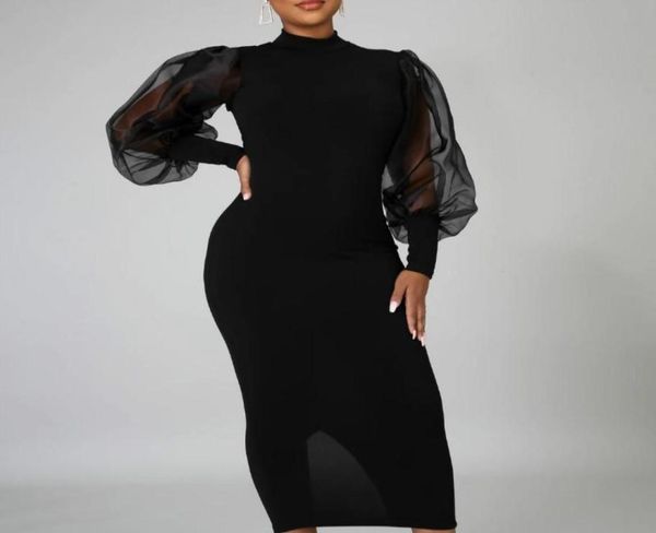 black bodycon women dress patchwork mesh long lanter sleeves slit midlength slim dresses 2021 elegant fashion female vestidos cas8374350, Black;gray
black bodycon women dress patchwork mesh long lanter sleeves slit midlength slim dresses 2021 elegant fashion female vestidos cas8374350, Black;gray