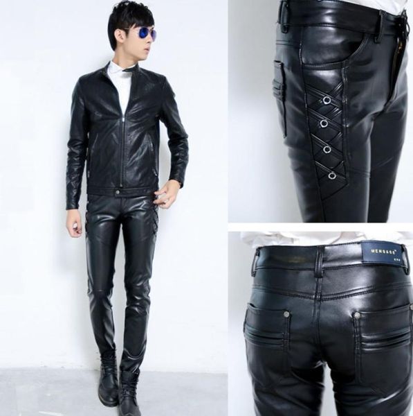 new mens elastic faux leather pants pu motorcycle ridding black slim fit trousers for male7557617
new mens elastic faux leather pants pu motorcycle ridding black slim fit trousers for male7557617