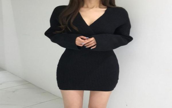 casual dresses women sweater deep v neck knitted mini dress 2021 autumn winter long sleeve black white3582239, White;black
casual dresses women sweater deep v neck knitted mini dress 2021 autumn winter long sleeve black white3582239, White;black