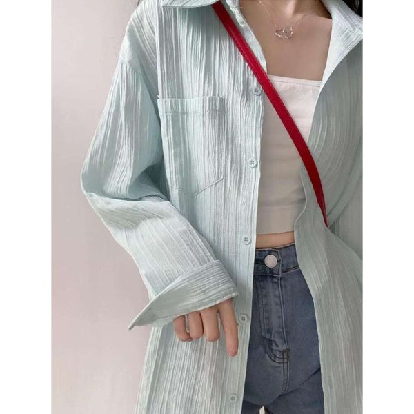 mu zilians niche korean version blouses of the sunblock shirt design for women striped comfortable loose long, White
mu zilians niche korean version blouses of the sunblock shirt design for women striped comfortable loose long, White
