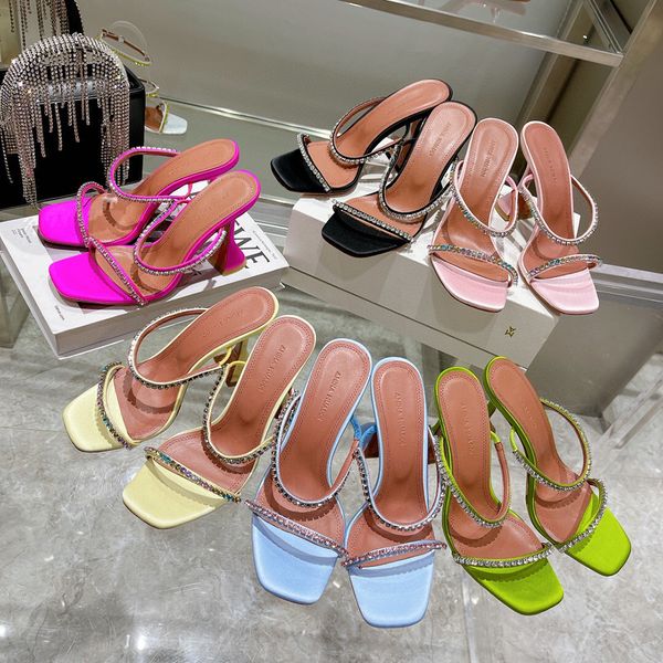 amina muaddi crystal embellished strap slippers mules shoes rhinestone spool heel women's heels luxury designers heeled sandals factory, Black
amina muaddi crystal embellished strap slippers mules shoes rhinestone spool heel women's heels luxury designers heeled sandals factory, Black