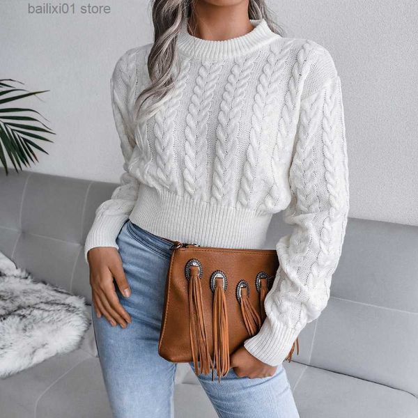 women's sweaters ficusrong women autumn winter long sleeve twist neck knit crop sweater for ladies fashion slim all match t230817, White;black
women's sweaters ficusrong women autumn winter long sleeve twist neck knit crop sweater for ladies fashion slim all match t230817, White;black