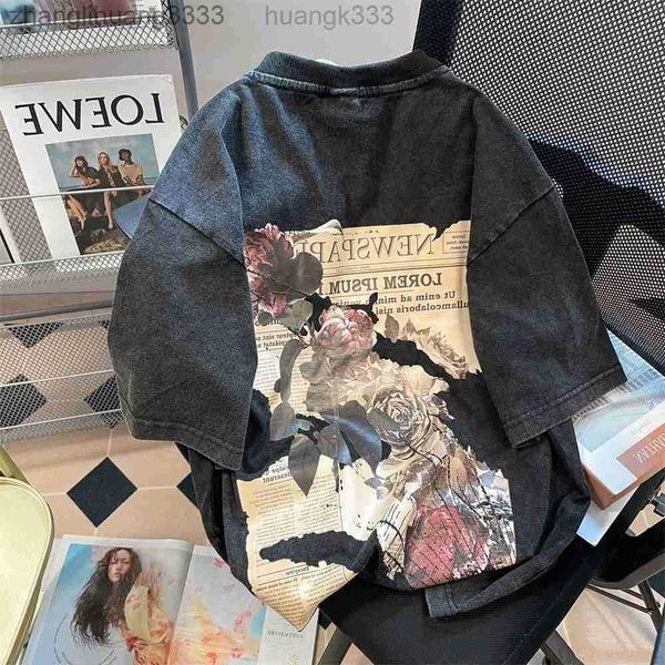 european and american street trend brand ruffian handsome old washed short sleeved t-shirt for men and women hong kong style american oversi, White;black
european and american street trend brand ruffian handsome old washed short sleeved t-shirt for men and women hong kong style american oversi, White;black