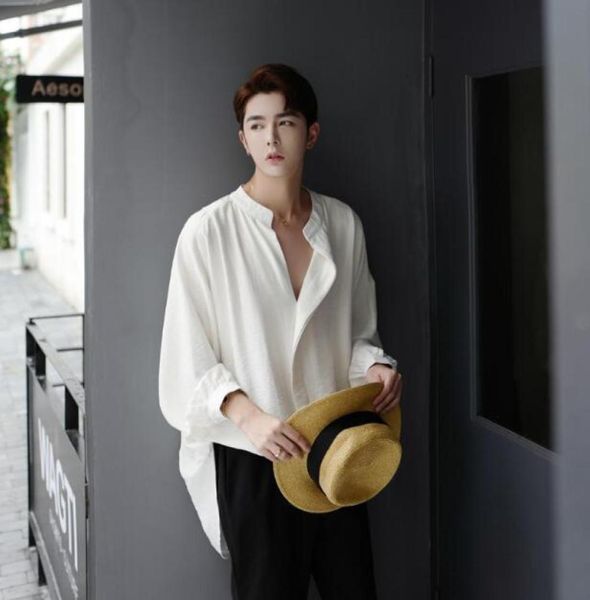 men039s shirt personality korean version of the trend bf wind neutral front short long male bat clothing hair stylist casua6808457, White;black 
men039s shirt personality korean version of the trend bf wind neutral front short long male bat clothing hair stylist casua6808457, White;black