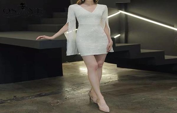 party dresses short white evening sequin long flare sleeves sheath gown v neck knee length formal dress glitter 2022party5518915, White;black
party dresses short white evening sequin long flare sleeves sheath gown v neck knee length formal dress glitter 2022party5518915, White;black