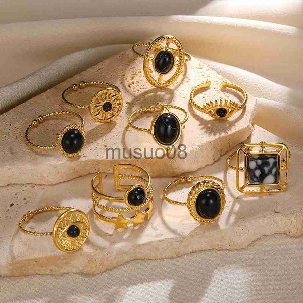 band rings pvd plated stainless steel ring vintage square oval natural stone rings for women open 18k gold color jewelry gift j230817, Silver
band rings pvd plated stainless steel ring vintage square oval natural stone rings for women open 18k gold color jewelry gift j230817, Silver