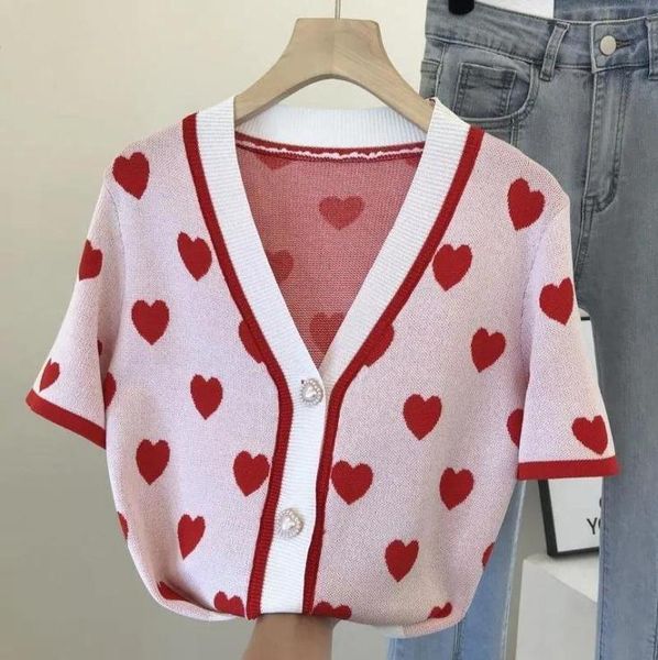 women039s sweaters vintage v neck love jacquard pearl button short sleeve knitted cardigan for women korean fashion singlebrea3652247, White;black
women039s sweaters vintage v neck love jacquard pearl button short sleeve knitted cardigan for women korean fashion singlebrea3652247, White;black