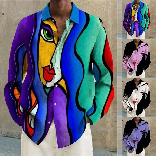 men's casual shirts mens designer clothes funny shirt face artistic printed long sleeve loose blouse button down streetwear, White;black
men's casual shirts mens designer clothes funny shirt face artistic printed long sleeve loose blouse button down streetwear, White;black
