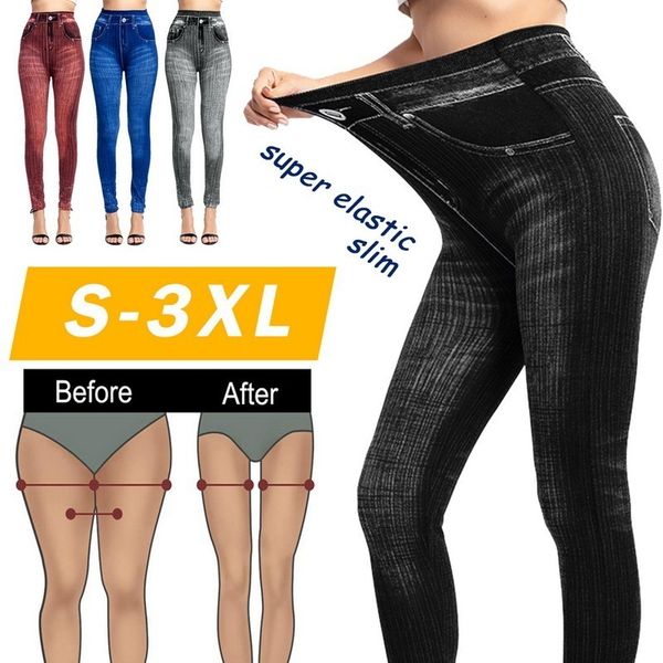 women's leggings women's imitation jeans stretchable slim denim pringting leggings hips tights pencil pants high waist workout gym, Black
women's leggings women's imitation jeans stretchable slim denim pringting leggings hips tights pencil pants high waist workout gym, Black