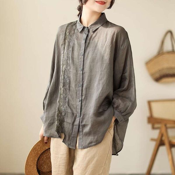 spring and summer vintage shirts artistic print all matching long sleeved cotton linen shirt womens temperament, White
spring and summer vintage shirts artistic print all matching long sleeved cotton linen shirt womens temperament, White