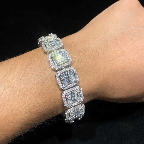 pass diamond hip hop jewelry 14mm width vvs moissanite diamond cuban baguette bracelet, Silver
pass diamond hip hop jewelry 14mm width vvs moissanite diamond cuban baguette bracelet, Silver