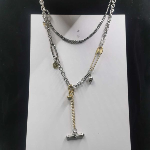 fashion designer alexander queen double-layer paper clip necklace female personality pin skull chain clavicle chain, Black
fashion designer alexander queen double-layer paper clip necklace female personality pin skull chain clavicle chain, Black