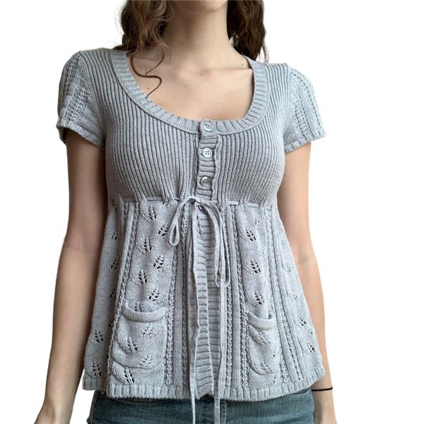 women's knits tees xingqing grunge sweater fairycore style single breasted short sleeve y2k 2000s aesthetic clothes women knitwear str, White
women's knits tees xingqing grunge sweater fairycore style single breasted short sleeve y2k 2000s aesthetic clothes women knitwear str, White