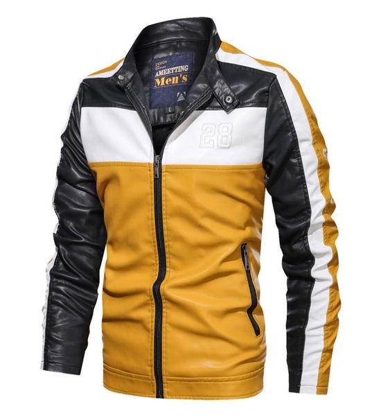 men039s pu leather jackets striped print punk motorcycle biker zipper button contrast color spliced man coats short slim outerw2679604, Black
men039s pu leather jackets striped print punk motorcycle biker zipper button contrast color spliced man coats short slim outerw2679604, Black
