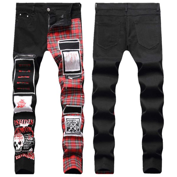 men's jeans autumn new broken hole patch pants colorful fabric alternative splicing slim fit small straight leg, Blue
men's jeans autumn new broken hole patch pants colorful fabric alternative splicing slim fit small straight leg, Blue