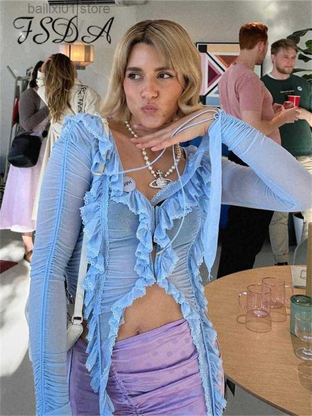 women's t-shirt fsda ruffles mesh long sleeve sheer shirt women see through ruched cardigan y2k party club outfits summer t230818, White
women's t-shirt fsda ruffles mesh long sleeve sheer shirt women see through ruched cardigan y2k party club outfits summer t230818, White