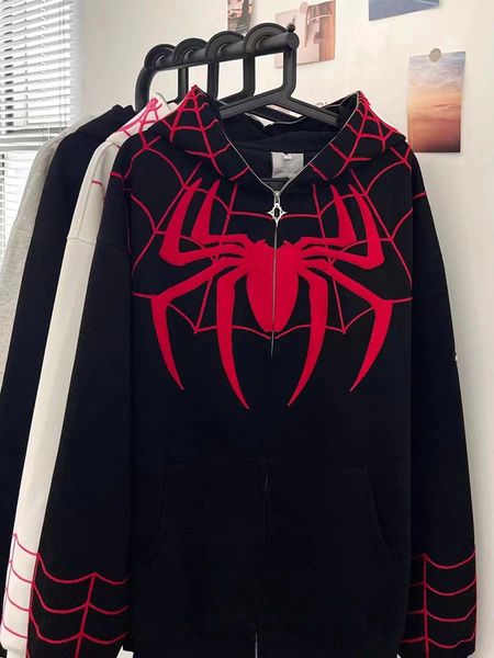 men's hoodies spider embroidered zipper cardigan hoodie women's fall fashion street sweatshirt, Black
men's hoodies spider embroidered zipper cardigan hoodie women's fall fashion street sweatshirt, Black