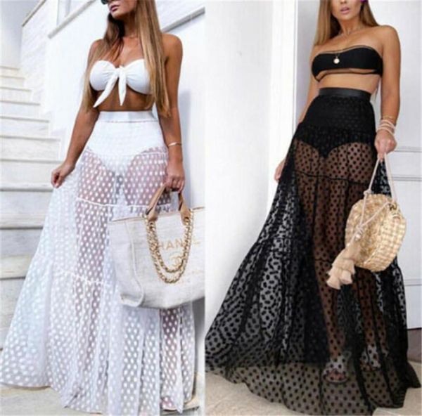 women summer beach sundress boho maxi high waist sheer skirt retro polka dot long skirts club party6076483, Black
women summer beach sundress boho maxi high waist sheer skirt retro polka dot long skirts club party6076483, Black