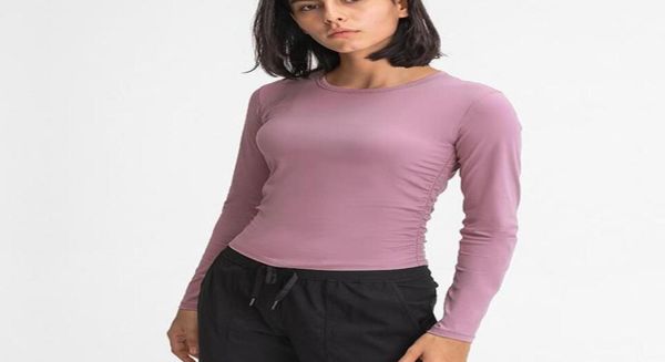 side waist elastic wrinkle sports long sleeve yoga slim skin nude feeling solid color casual suit shirt gym clothes women8632397, White
side waist elastic wrinkle sports long sleeve yoga slim skin nude feeling solid color casual suit shirt gym clothes women8632397, White