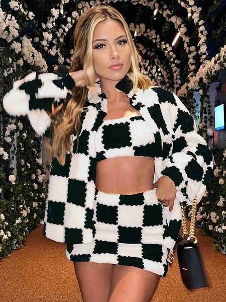 two piece dress hugcitar grid tank long sleeve turndown collar coat mini skirts 3 pcs set 2022 women fashion streetwear party y2k tracksuit, White
two piece dress hugcitar grid tank long sleeve turndown collar coat mini skirts 3 pcs set 2022 women fashion streetwear party y2k tracksuit, White