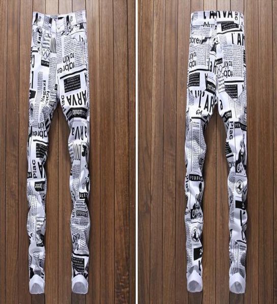 newspaper printed pattern designer jeans men039s white letter painted elastic skinny pants slim trousers size 29382031815, Blue
newspaper printed pattern designer jeans men039s white letter painted elastic skinny pants slim trousers size 29382031815, Blue