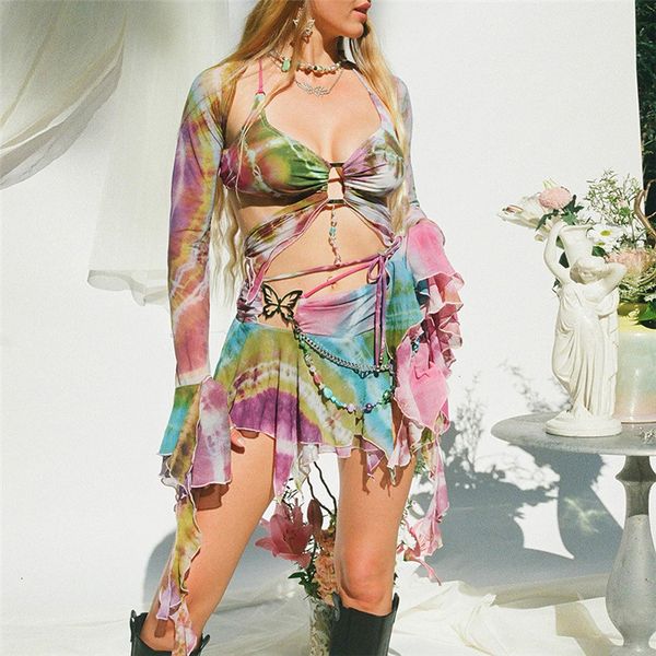 two piece dress mesh tie dye 2 skirt sets flare sleeved outfit tassel hollow out short set mini ruffle bandage 230817, White
two piece dress mesh tie dye 2 skirt sets flare sleeved outfit tassel hollow out short set mini ruffle bandage 230817, White