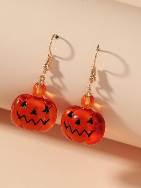 halloween new cartoon cute 3d resin pendant pumpkin earrings, Silver 
halloween new cartoon cute 3d resin pendant pumpkin earrings, Silver