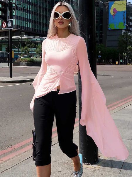 women's t-shirt hugcitar pink long sleeve heart shape patchwork ruched slit kawaii t-shirt summer women gothic clothes party streetwear, White
women's t-shirt hugcitar pink long sleeve heart shape patchwork ruched slit kawaii t-shirt summer women gothic clothes party streetwear, White