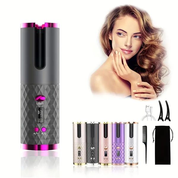 usb cordless hair curler - portable rotating wand for smooth and stylish hair, Black
usb cordless hair curler - portable rotating wand for smooth and stylish hair, Black