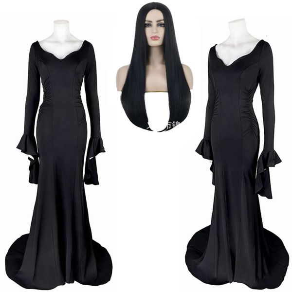 addams wednesday morticia addams cosplay costume halloween dress wig women punk gothic witch lace up slim gown dress, Black;red
addams wednesday morticia addams cosplay costume halloween dress wig women punk gothic witch lace up slim gown dress, Black;red