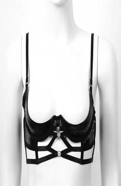 womens wet look cupless bra patent leather lingerie adjustable straps bondage open cups underwired fetish bras2722025, Red;black
womens wet look cupless bra patent leather lingerie adjustable straps bondage open cups underwired fetish bras2722025, Red;black