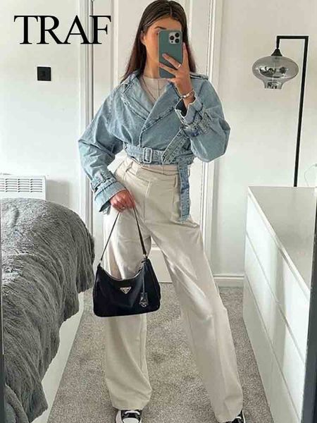 women's jackets traf woman denim jacket with belt cropped jean jacket for women frayed streetwear women's spring jackets long slee, Black;brown
women's jackets traf woman denim jacket with belt cropped jean jacket for women frayed streetwear women's spring jackets long slee, Black;brown